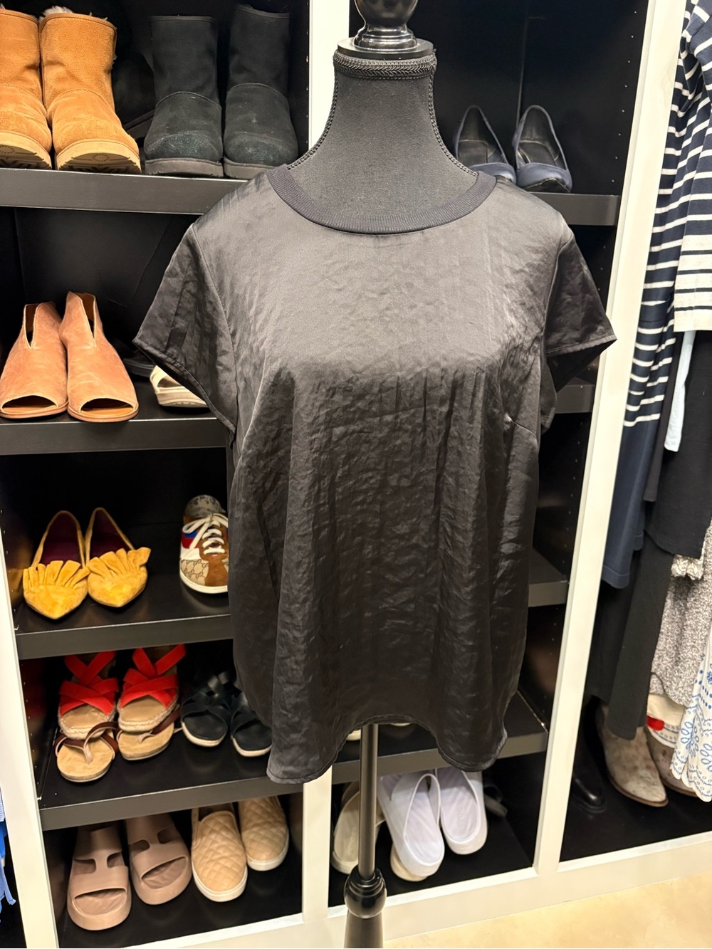 CAbi Black Satin Short Sleeve Tee - Picture 2 of 7